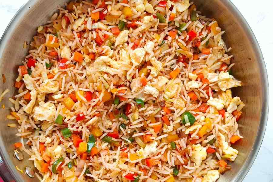 closeup vegetable fried rice