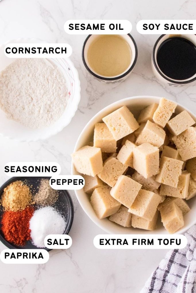 Ingredients to make crispy air fryer tofu recipe