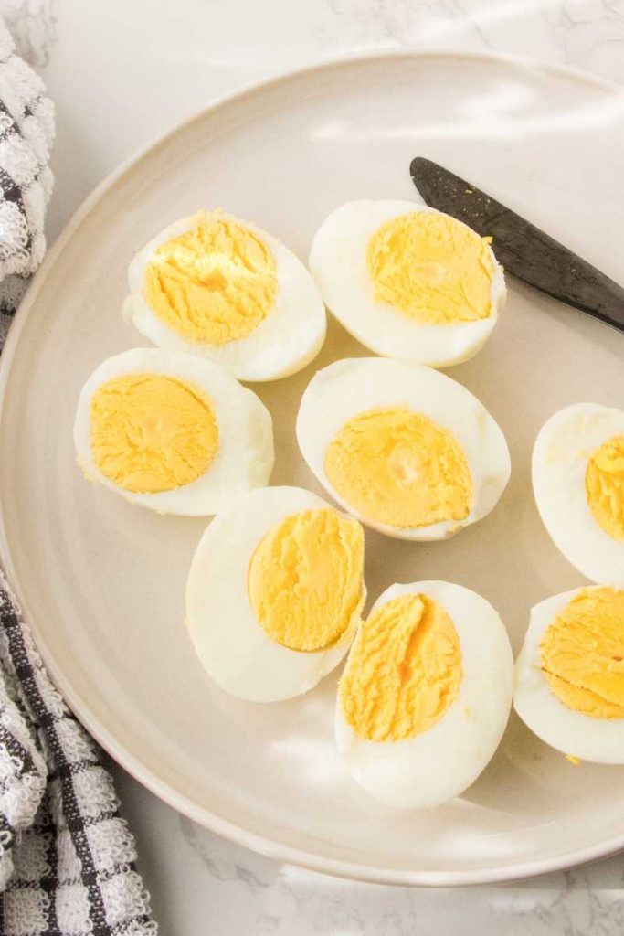 close up air fryer hard boiled eggs