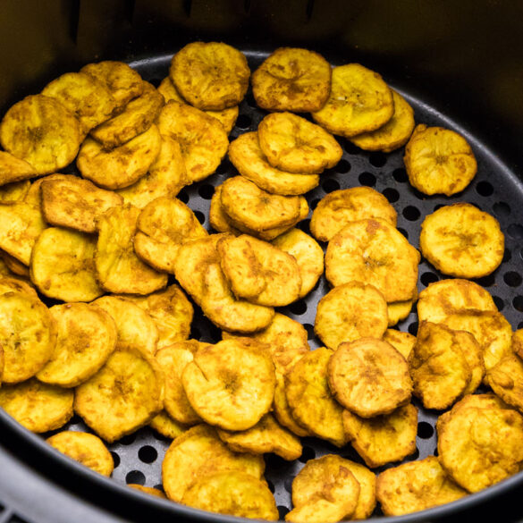 air fryer baked plantain chips with easy homemade fajita seasoning