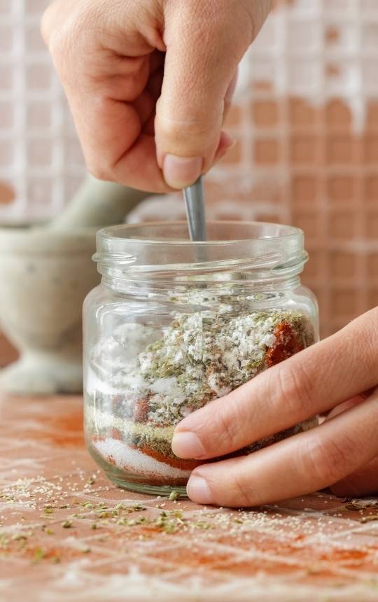 homemade fajita mix ingredients in a jar