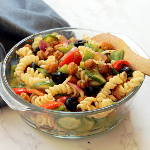 Mediterranean Chickpea Pasta Salad | Healthy Salad- Homefoodsecrets