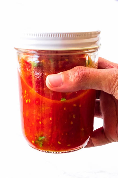 spicy arrabbiata sauce in a mason jar