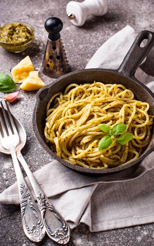 vegan creamy pesto pasta recipe