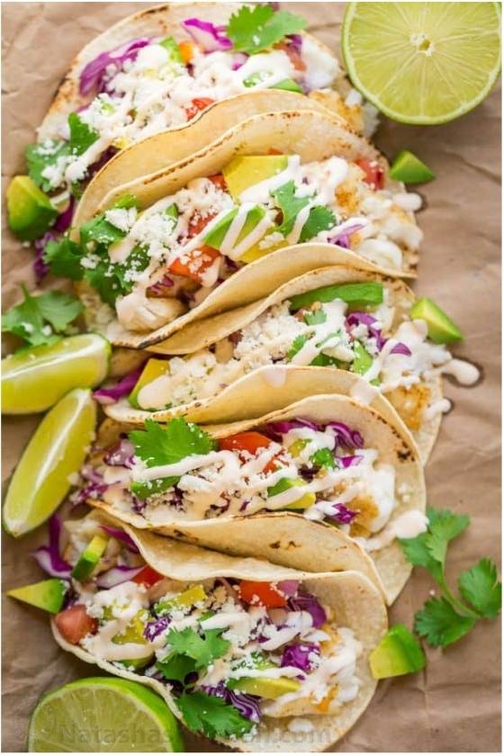 Fish Tacos with Lime Crema 