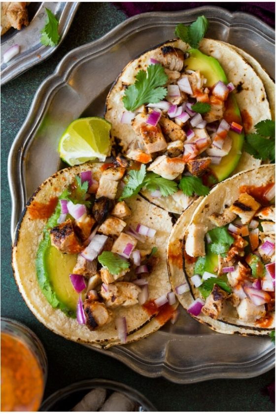 grilled chicken tacos with avocado