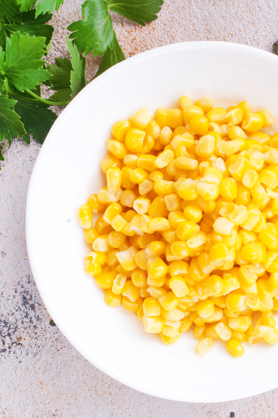 sweet corn in a white bowl