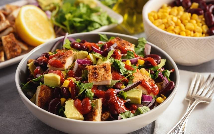 southwest chicken salad recipe with easy and creamy salad dressing