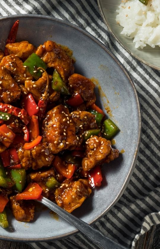 Szechuan chicken with vegetables