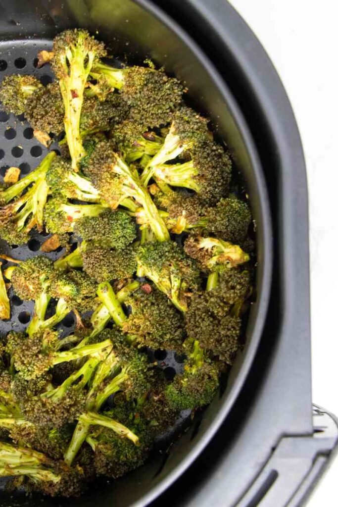 air fryer broccoli in air fryer basket