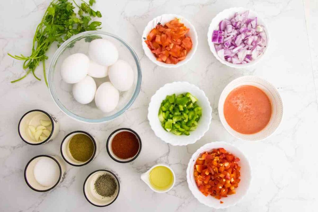 Ingredients needed to make shakshuka