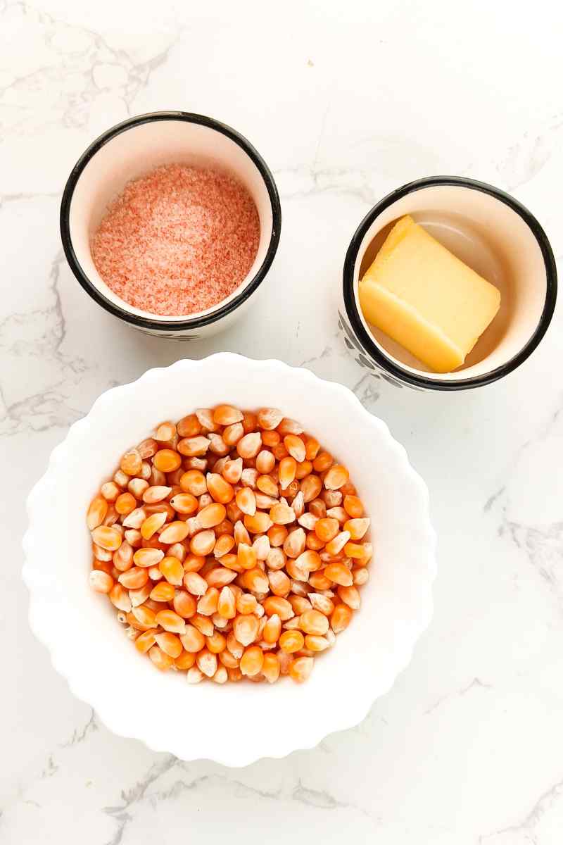 Ingredients for air fryer popcorn recipe