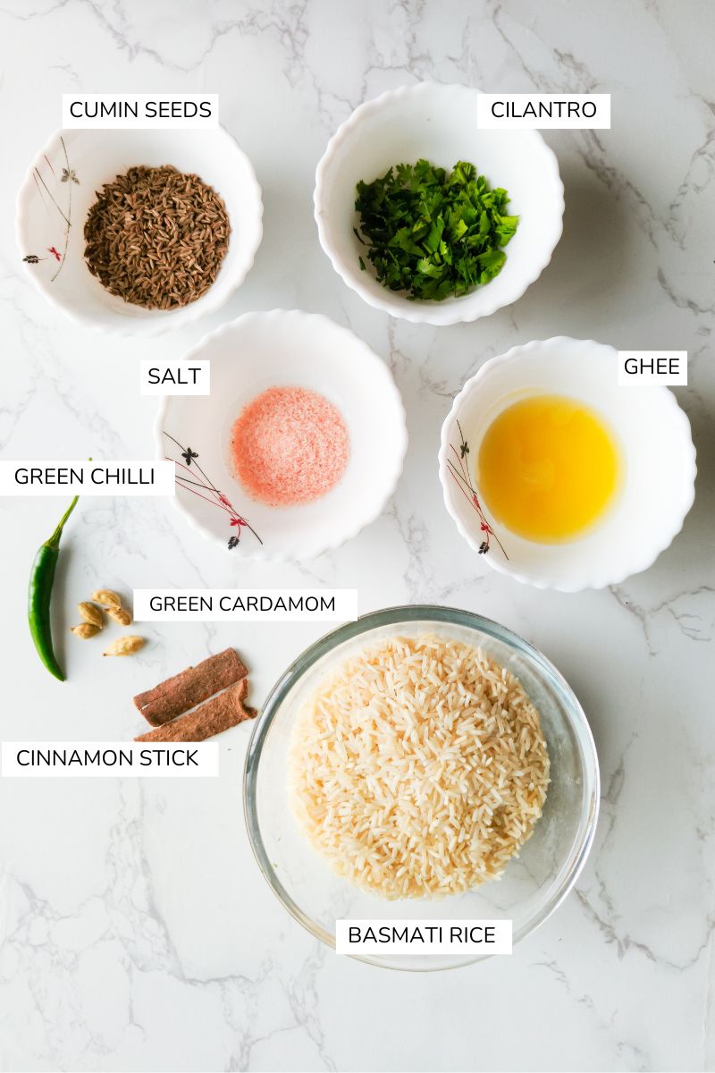 Ingredients for cumin rice